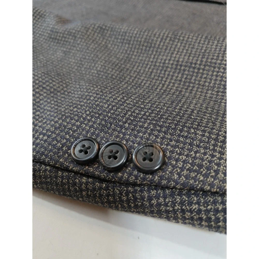 Givenchy Vintage Mens Brown Check Blazer Sport Coat 44L Made in USA 3 Button
